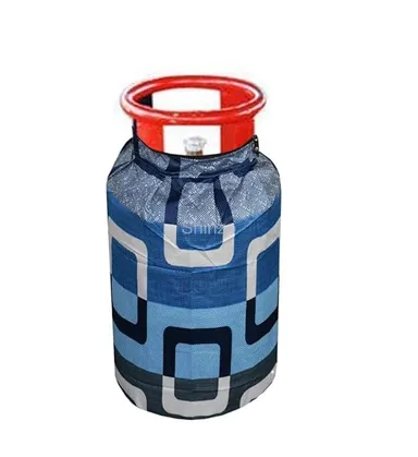 Shinzo Cotton Washable LPG Gas Cylinder Cover for Kitchen Gas Bottle with Dustproof Protection Brown Grey Leaf Design Pack of 2 Reusable Decorative Cylinder Cover Blue Block Pack of 1 thumbnail 2