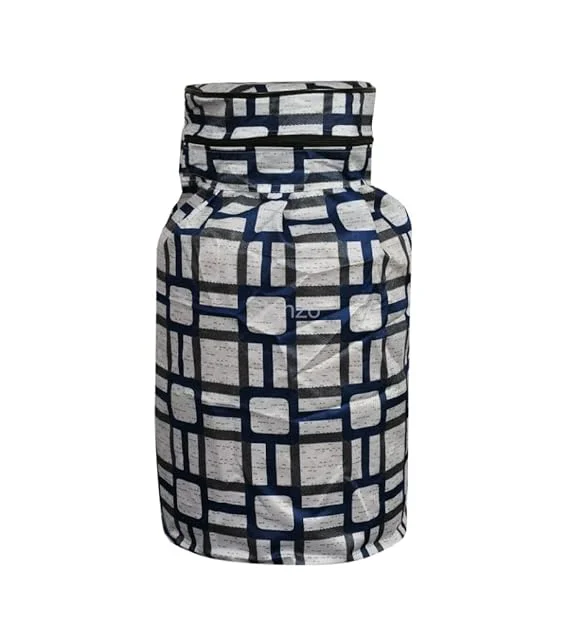 Shinzo Cotton Washable LPG Gas Cylinder Cover for Kitchen Gas Bottle with Dustproof Protection Brown Grey Leaf Design Pack of 2 Reusable Decorative Cylinder Cover Blue Box Pack of 1 image 2