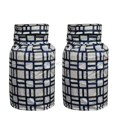 Shinzo Cotton Washable LPG Gas Cylinder Cover for Kitchen Gas Bottle with Dustproof Protection Brown Grey Leaf Design Pack of 2 Reusable Decorative Cylinder Cover Blue Box Pack of 2 thumbnail 0