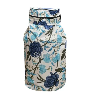Shinzo Cotton Washable LPG Gas Cylinder Cover for Kitchen Gas Bottle with Dustproof Protection Brown Grey Leaf Design Pack of 2 Reusable Decorative Cylinder Cover Blue Flower Pack of 1 thumbnail 1