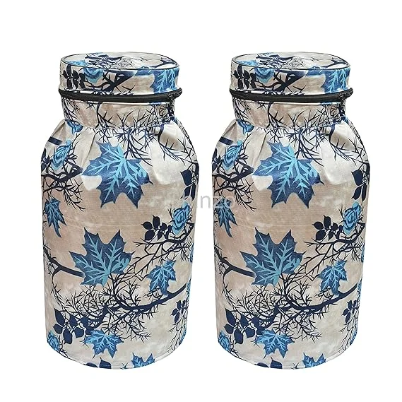 Shinzo Cotton Washable LPG Gas Cylinder Cover for Kitchen Gas Bottle with Dustproof Protection Brown Grey Leaf Design Pack of 2 Reusable Decorative Cylinder Cover Blue Tree Pack of 1 image 1
