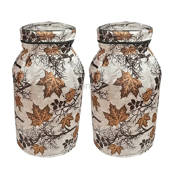 Shinzo Cotton Washable LPG Gas Cylinder Cover for Kitchen Gas Bottle with Dustproof Protection Brown Grey Leaf Design Pack of 2 Reusable Decorative Cylinder Cover Brown Tree Pack of 1 image 1
