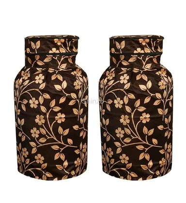 Shinzo Cotton Washable LPG Gas Cylinder Cover for Kitchen Gas Bottle with Dustproof Protection Brown Grey Leaf Design Pack of 2 Reusable Decorative Cylinder Cover Coffee Leaf Pack of 2 thumbnail 0