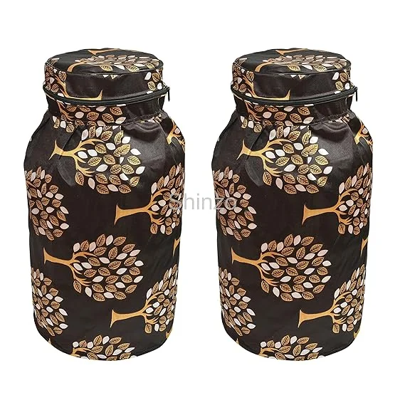 Shinzo Cotton Washable LPG Gas Cylinder Cover for Kitchen Gas Bottle with Dustproof Protection Brown Grey Leaf Design Pack of 2 Reusable Decorative Cylinder Cover Coffee Tree Pack of 1 image 1