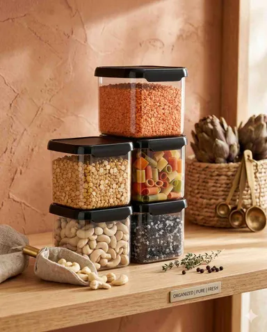 500 Ml airtight container jar set storage containers for kitchen bpa free leak proof containers airtight box plastic dabba set for kitchen dibba kitchen set thumbnail 2