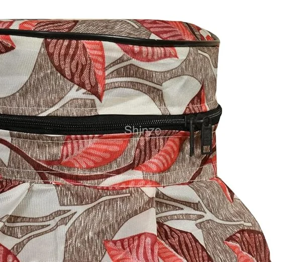 Shinzo Cotton Washable LPG Gas Cylinder Cover for Kitchen Gas Bottle with Dustproof Protection Brown Grey Leaf Design Pack of 2 Reusable Decorative Cylinder Cover Pink Leaf Pack of 2 image 4
