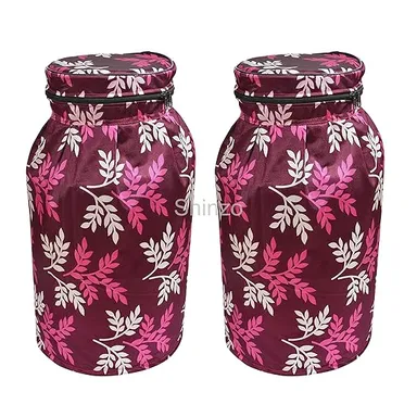 Shinzo Cotton Washable LPG Gas Cylinder Cover for Kitchen Gas Bottle with Dustproof Protection Brown Grey Leaf Design Pack of 2 Reusable Decorative Cylinder Cover Purple Leaf Pack of 2 thumbnail 0