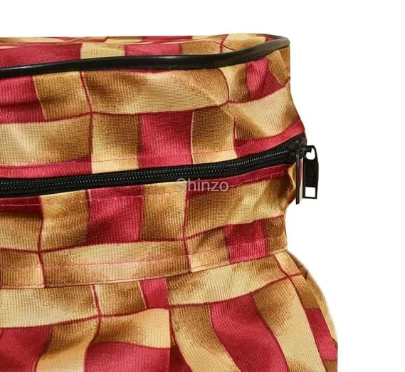 Shinzo Cotton Washable LPG Gas Cylinder Cover for Kitchen Gas Bottle with Dustproof Protection Brown Grey Leaf Design Pack of 2 Reusable Decorative Cylinder Cover Red Golden Pack of 1 image 4
