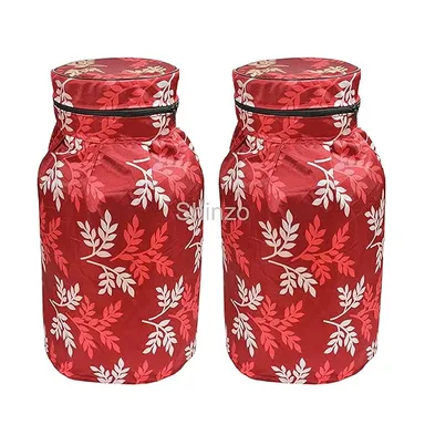 Shinzo Cotton Washable LPG Gas Cylinder Cover for Kitchen Gas Bottle with Dustproof Protection Brown Grey Leaf Design Pack of 2 Reusable Decorative Cylinder Cover Red Leaf Pack of 1 thumbnail 0
