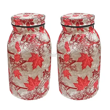 Shinzo Cotton Washable LPG Gas Cylinder Cover for Kitchen Gas Bottle with Dustproof Protection Brown Grey Leaf Design Pack of 2 Reusable Decorative Cylinder Cover Red Tree Pack of 2 thumbnail 0