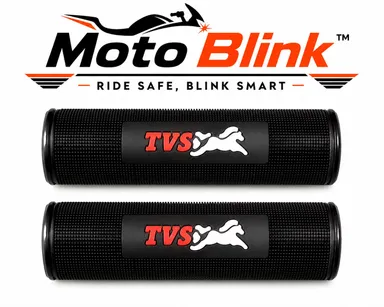 Moto Blink Premium Anti-Slip Rubber Handlebar Grip Cover Set with TVS Logo for Motorcycles & Scooters Heavy Duty Comfortable Bike Handle Bar Grips Black Universal Fit Pack of 2 thumbnail 3