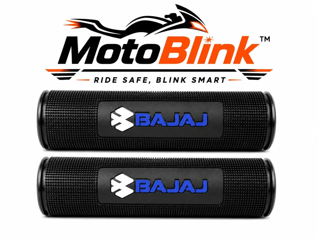 MotoBlink Premium Anti-Slip Bike Handle Grip for Bajaj Motorcycles & Scooters | Soft Rubber Handlebar Grip Cover Sleeves | Black Blue Heavy Duty Comfortable Bike Grips Pack of 2 image 2