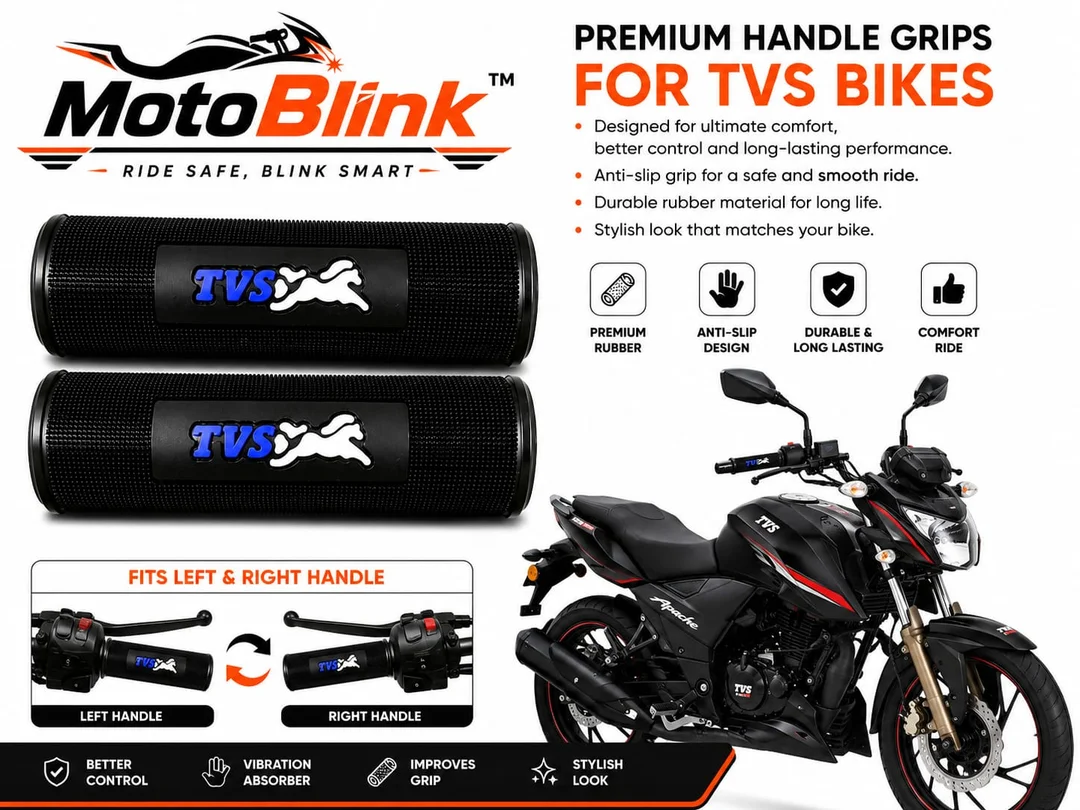 MotoBlink Premium Anti-Slip Bike Handle Grip for Bajaj Motorcycles & Scooters | Soft Rubber Handlebar Grip Cover Sleeves | Black Blue Heavy Duty Comfortable Bike Grips Pack of 2 image 3