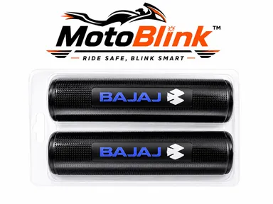 MotoBlink Premium Anti-Slip Bike Handle Grip for Bajaj Motorcycles & Scooters | Soft Rubber Handlebar Grip Cover Sleeves | Black Blue Heavy Duty Comfortable Bike Grips Pack of 2 thumbnail 3