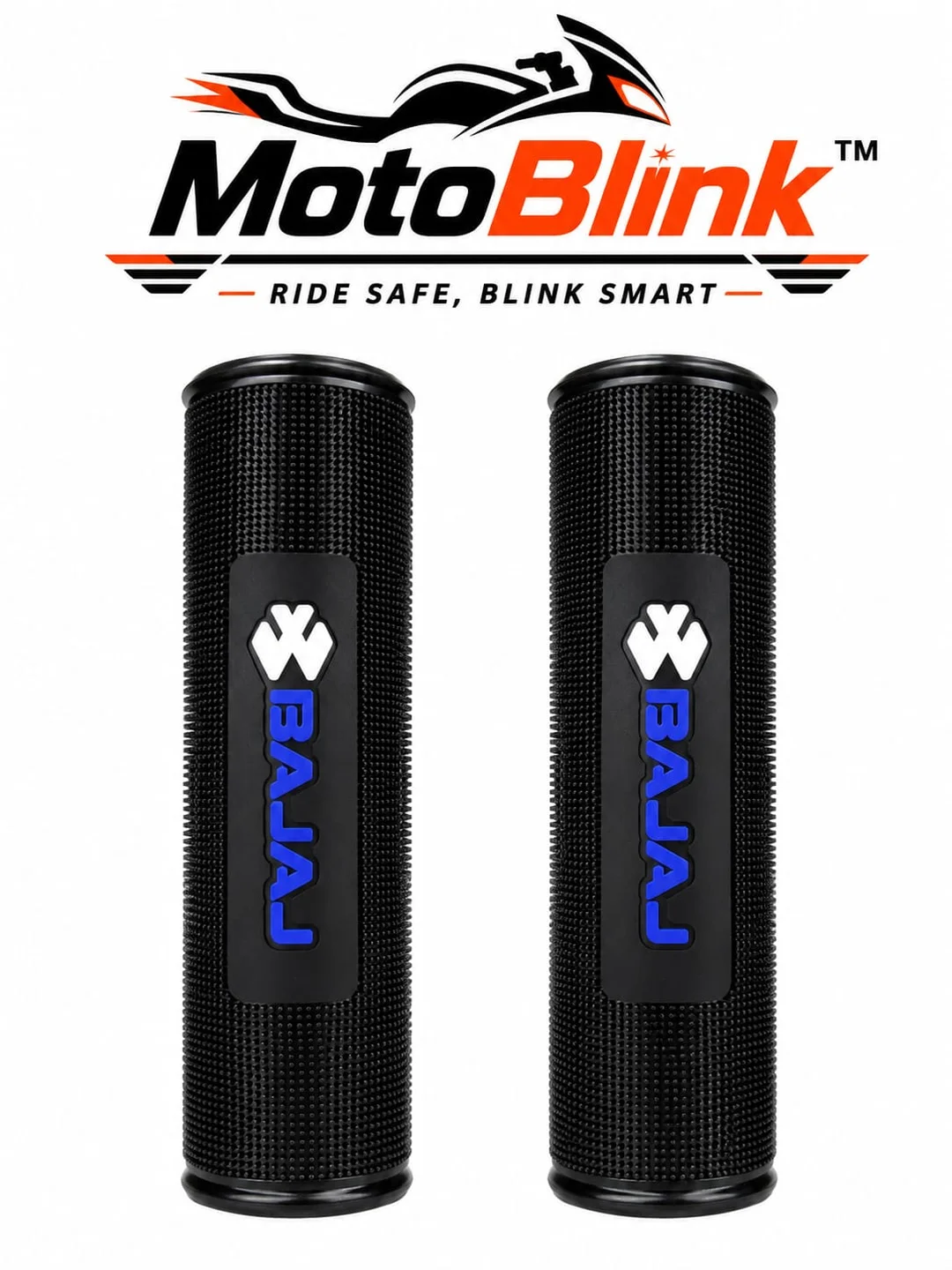 MotoBlink Premium Anti-Slip Bike Handle Grip for Bajaj Motorcycles & Scooters | Soft Rubber Handlebar Grip Cover Sleeves | Black Blue Heavy Duty Comfortable Bike Grips Pack of 2 image 1