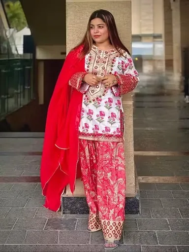 Women Printed Cotton Kurti with Palazzo Set for Women Casual Ethnic Wear Summer Daily Wear Straight Kurta Palazzo Co Ord Set Traditional Indian Outfit Multicolour M thumbnail 2