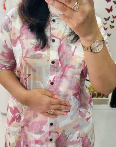 Women Floral Printed A-Line Kurti and Pant Set women floral kurti set XL thumbnail 1