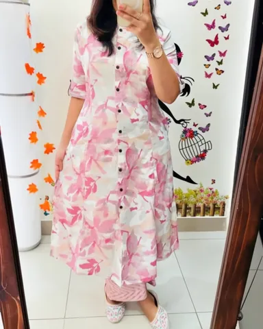 Women Floral Printed A-Line Kurti and Pant Set women floral kurti set 3XL thumbnail 2