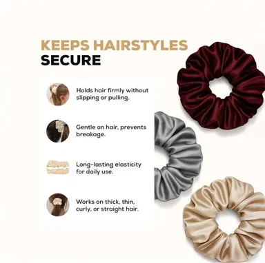 Premium Satin Scrunchies for Women Girls Pack of 6 Multicolor Soft Elastic Hair Rubber Bands Korean Style Ponytail Holders Fashion Hair Accessories thumbnail 2