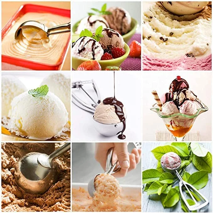 Ice Cream Scoop with Trigger | Stainless Steel Ice Cream Scooper | Easy Release Ice Cream Spoon for Kitchen (Silver) image 4