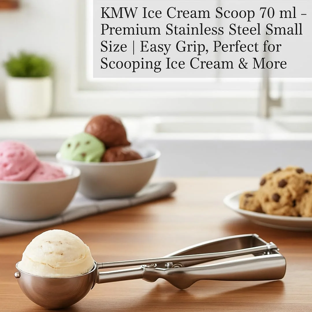Ice Cream Scoop with Trigger | Stainless Steel Ice Cream Scooper | Easy Release Ice Cream Spoon for Kitchen (Silver) image 5