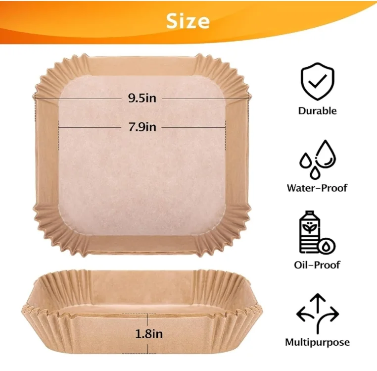 Air Fryer Parchment Paper Liners 100 PCS | Non-Stick Oil Proof Disposable' Baking Paper for Air Fryer & Oven image 3