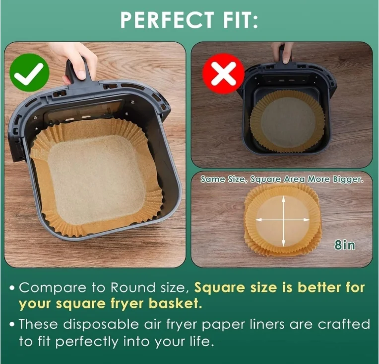 Air Fryer Parchment Paper Liners 100 PCS | Non-Stick Oil Proof Disposable' Baking Paper for Air Fryer & Oven image 5