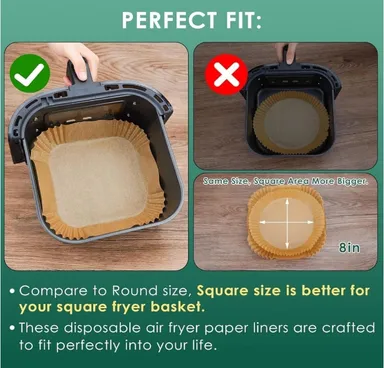 Air Fryer Parchment Paper Liners 100 PCS | Non-Stick Oil Proof Disposable' Baking Paper for Air Fryer & Oven thumbnail 4