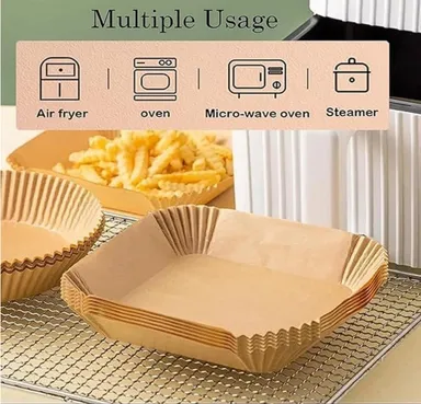 Air Fryer Parchment Paper Liners 100 PCS | Non-Stick Oil Proof Disposable' Baking Paper for Air Fryer & Oven thumbnail 5