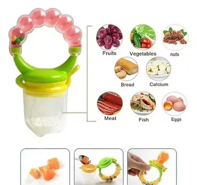 Silicone Baby Fruit Nibbler with Rattle Handle BPA-Free Safe Feeder for 3-12 Months Infants Teething Relief Fruit Pacifier Mesh Feeder Pack of 2 Multicolor Combo Baby Feeding Toy thumbnail 1