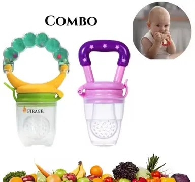 Silicone Baby Fruit Nibbler with Rattle Handle BPA-Free Safe Feeder for 3-12 Months Infants Teething Relief Fruit Pacifier Mesh Feeder Pack of 2 Multicolor Combo Baby Feeding Toy thumbnail 2
