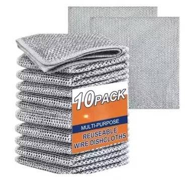 Stainless Steel Wire Dishwashing Cloths | Multipurpose Double Layer Scrubber for Wet & Dry Use | Heavy Duty Kitchen Cleaning Cloths (Pack of 10) thumbnail 3