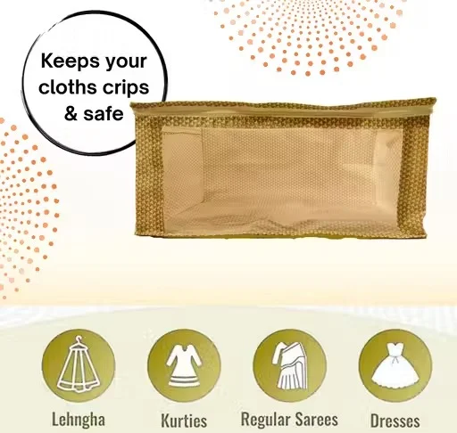 Saree Storage Bag with Zip | Clothes Cover Organizer for Women Dresses, Sarees & Lehengas | Wardrobe Organizer Pack of 1 image 2
