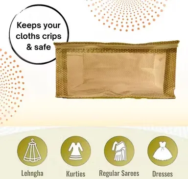 Saree Storage Bag with Zip | Clothes Cover Organizer for Women Dresses, Sarees & Lehengas | Wardrobe Organizer Pack of 1 thumbnail 1