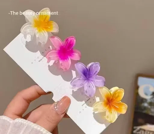 Pack of 4 Big Flower Multicolor Hair Claw Clips for Women & Girls | Super Glossy Strong Non-Slip Grip for Thick & Long Hair | Decorative Floral Fashion Hair Accessories image 3