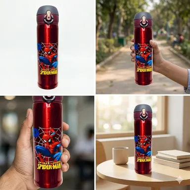 Hello kitty Steel Water Bottel for girls/ kids/flask/insulated 500ml (Pack of 1,pink)water bottle, Best For School,office,home, stainless steel bottle cute printed water bottle/ hot cold water bottle/steel bottel. thumbnail 2