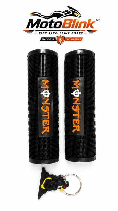Moto Monster Black Motorcycle Handle Grip Cover Set for Honda TVS Royal Enfield Bikes & Scooters | Anti-Slip Rubber Handle Bar Grips for SP125 Activa i HF Dawn Bike Handle Grip Protector Pack of 2 thumbnail 1