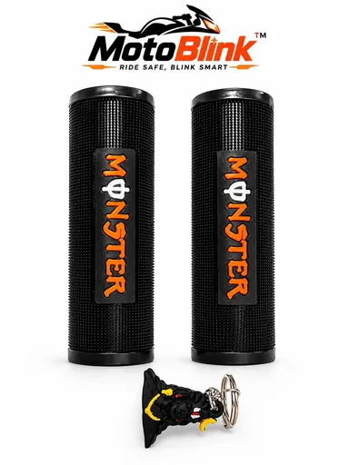 Moto Monster Black Motorcycle Handle Grip Cover Set for Honda TVS Royal Enfield Bikes & Scooters | Anti-Slip Rubber Handle Bar Grips for SP125 Activa i HF Dawn Bike Handle Grip Protector Pack of 2 thumbnail 2