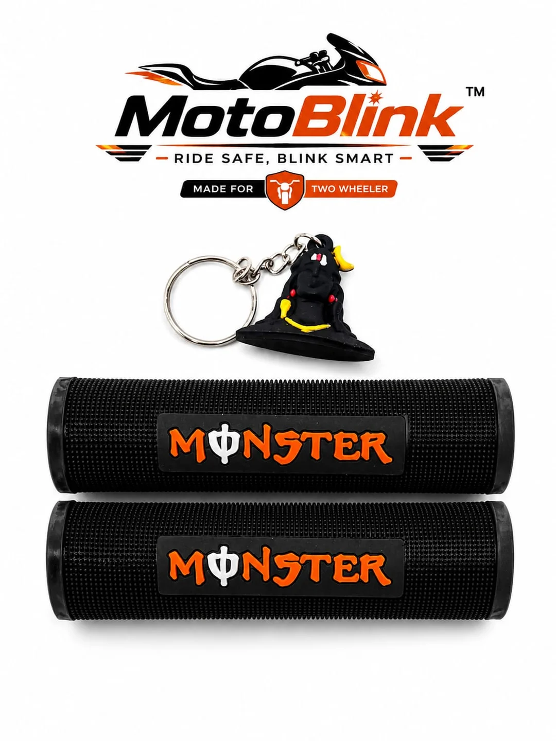 Moto Monster Black Motorcycle Handle Grip Cover Set for Honda TVS Royal Enfield Bikes & Scooters | Anti-Slip Rubber Handle Bar Grips for SP125 Activa i HF Dawn Bike Handle Grip Protector Pack of 2 image 1