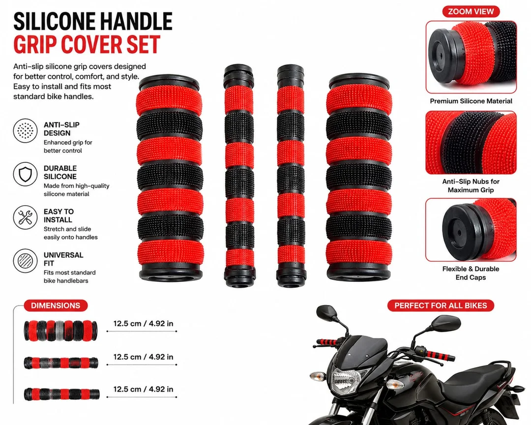 Calandis Anti Slip MTB Bicycle Handlebar Grips Silicone Gel Bike Grip Covers Red Black for Mountain Bike Road Cycle BMX Hybrid Bicycle Shock Absorbing Soft Handle Bar Grips Pair image 1