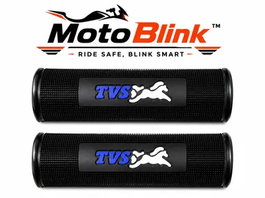 MotoBlink Premium Anti-Slip Rubber Motorcycle Handlebar Grip Cover Set for TVS Bikes & Scooters Black Blue Handle Grip Protector Pack of 2 Universal Fit Shock Absorbing Comfortable Riding Accessory thumbnail 1