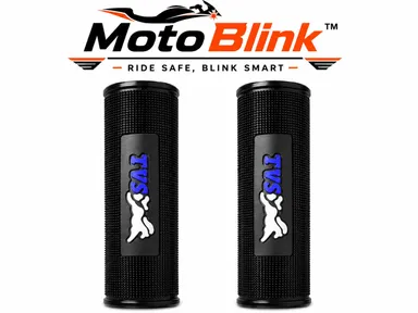 MotoBlink Premium Anti-Slip Rubber Motorcycle Handlebar Grip Cover Set for TVS Bikes & Scooters Black Blue Handle Grip Protector Pack of 2 Universal Fit Shock Absorbing Comfortable Riding Accessory thumbnail 2