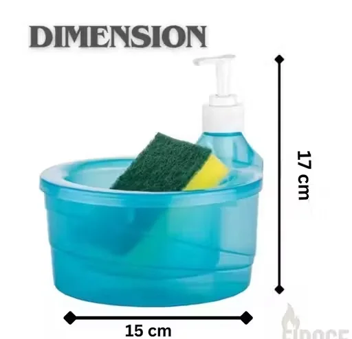 2 in 1 Round Soap Dispenser with Sponge Holder | ABS Plastic Liquid Soap Pump Dispenser for Kitchen & Dishwashing | Pink image 3