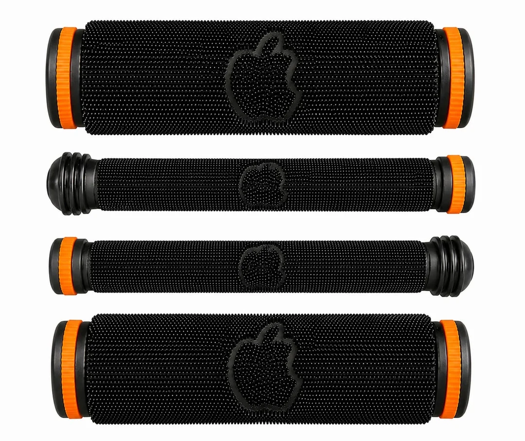 Ergonomic Anti-Slip Rubber Bicycle Handlebar Grips with Dual Lock-On Aluminum Alloy Rings for MTB Road Bike Cycle Scooter | Shock Absorbing Universal Cycling Handle Grip Covers Black Orange Pair image 1