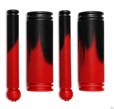 Universal Anti-Slip Bicycle Handlebar Grips Set with Ergonomic Soft Rubber Bike Handle Grip Covers, Shock Absorbing Cycling Handlebar Grips with Brake Lever Protectors for MTB BMX Road Bike Hybrid Bicycle Scooter (Red & Black Dual Tone) thumbnail 1