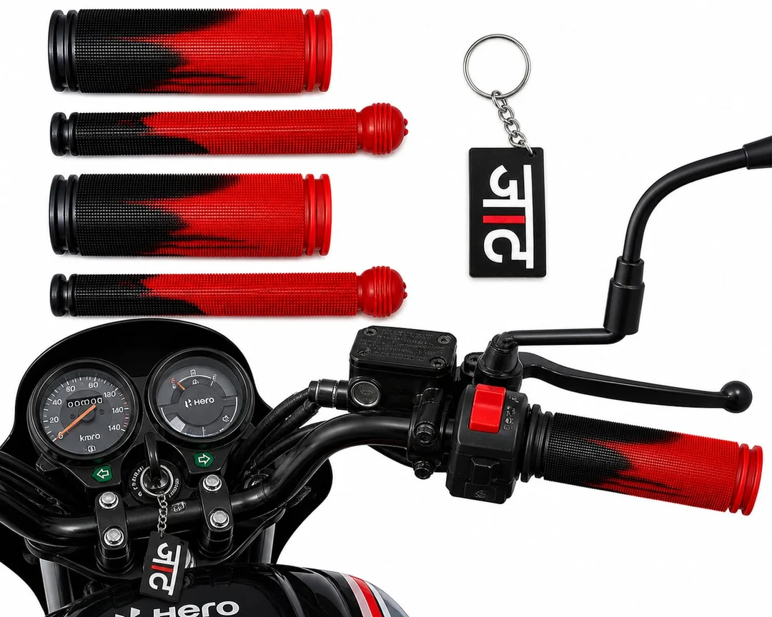 Universal Anti-Slip Bicycle Handlebar Grips Set with Ergonomic Soft Rubber Bike Handle Grip Covers, Shock Absorbing Cycling Handlebar Grips with Brake Lever Protectors for MTB BMX Road Bike Hybrid Bicycle Scooter (Red & Black Dual Tone) image 3