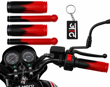 Universal Anti-Slip Bicycle Handlebar Grips Set with Ergonomic Soft Rubber Bike Handle Grip Covers, Shock Absorbing Cycling Handlebar Grips with Brake Lever Protectors for MTB BMX Road Bike Hybrid Bicycle Scooter (Red & Black Dual Tone) thumbnail 2