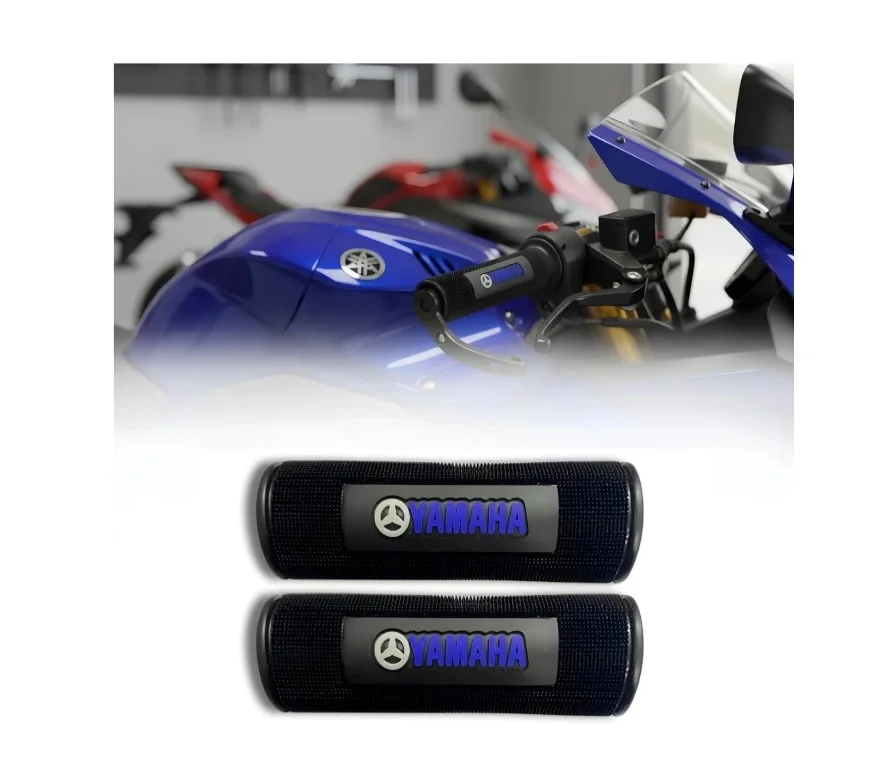 Yamaha Bike Handle Grip Rubber Modification Set – Universal Anti-Slip Waterproof Motorcycle Handlebar Grip Covers for Yamaha FZ, R15, MT15, Fascino, RayZR Scooter & Bike (Black & Blue) image 3