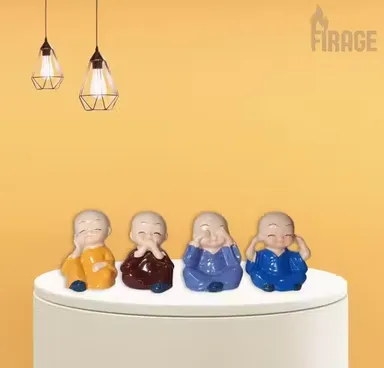 Resin Monk Showpiece Set of 4 Decorative Collectible Figurines for Home Office Living Room Table Decor Gift Item thumbnail 0