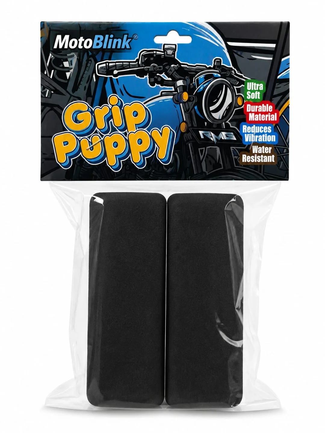 MotoBlink Premium Foam Handlebar Grip Cover for Motorcycles & Bikes – Anti-Slip Shock Absorbing Sponge Grip Sleeves for Bike Handlebar Comfort Universal Fit Black 1 Pair image 3